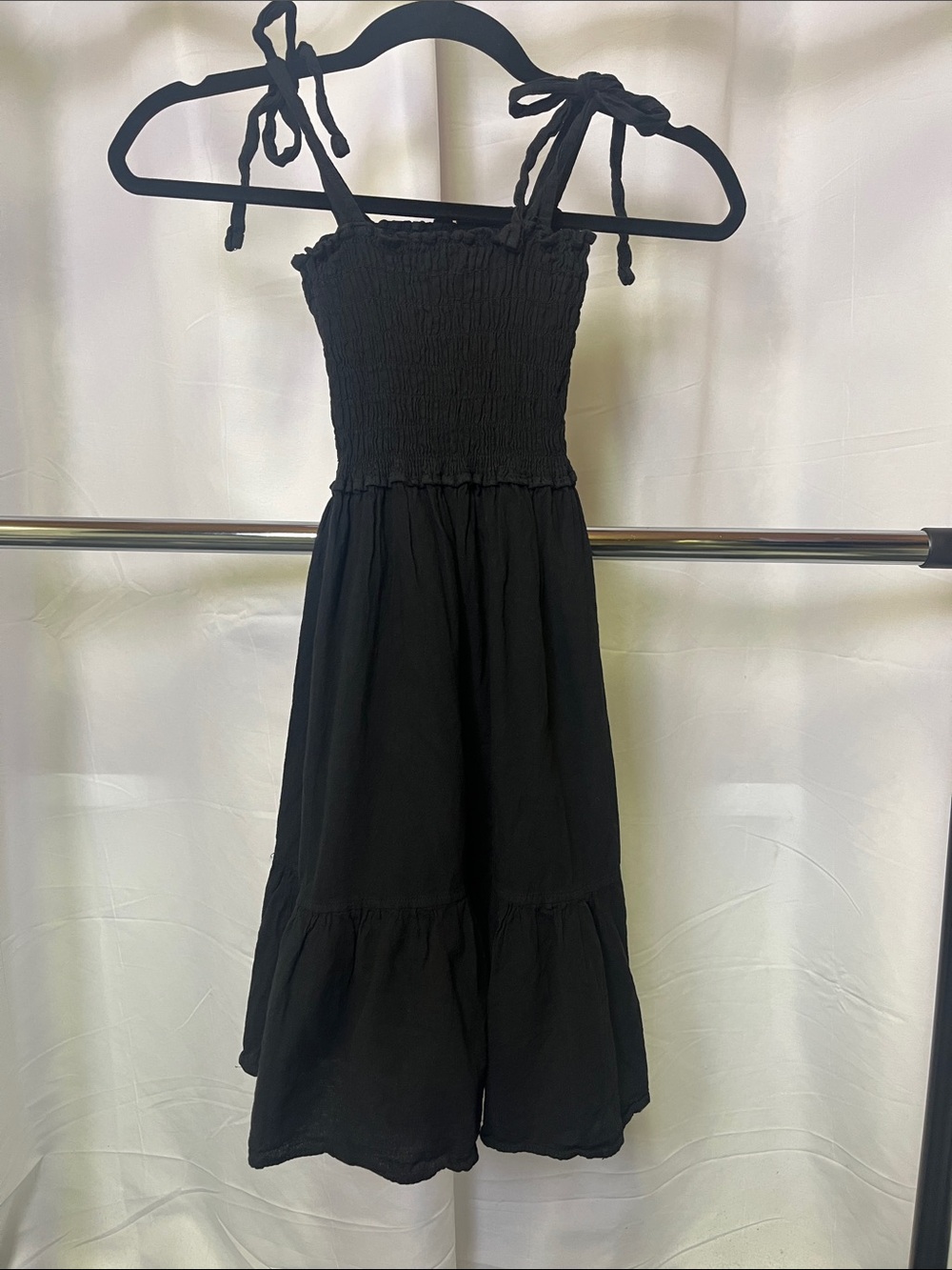 Seaspice girls Tie-Shoulder Black Midi Dress size 8